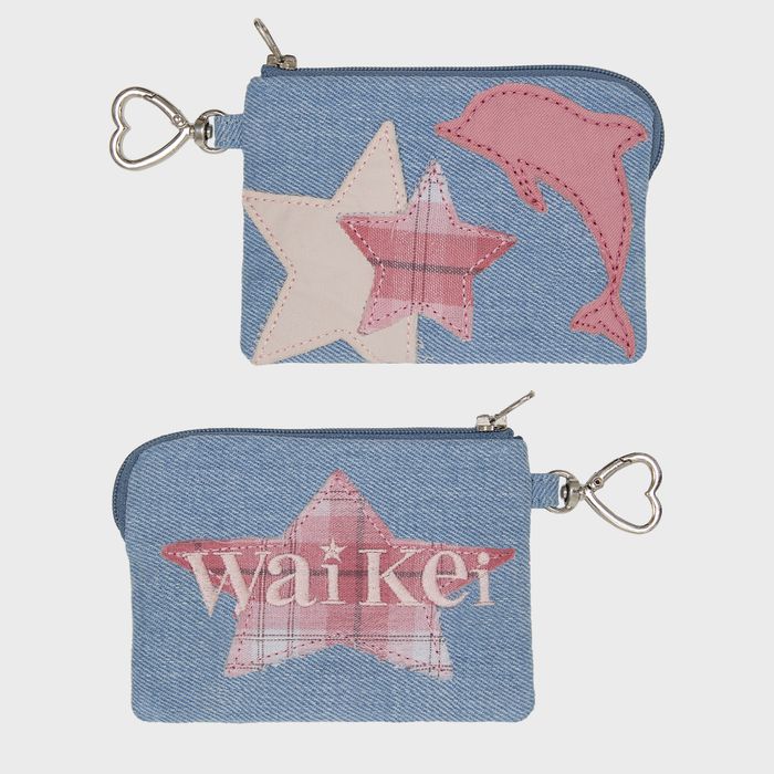 Dolphin Applique Denim Card Wallet