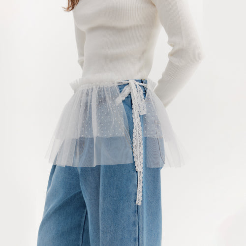 Dot see-through layered wrap skirt (TKAAC2001)