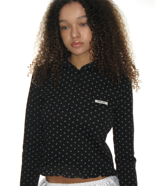 CRANK Dot Frill Hoodie_Black - Size & Late | Musinsa