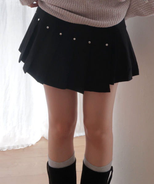 Pleated Layered Wrap Skirt (BLACK)_F24ZD885