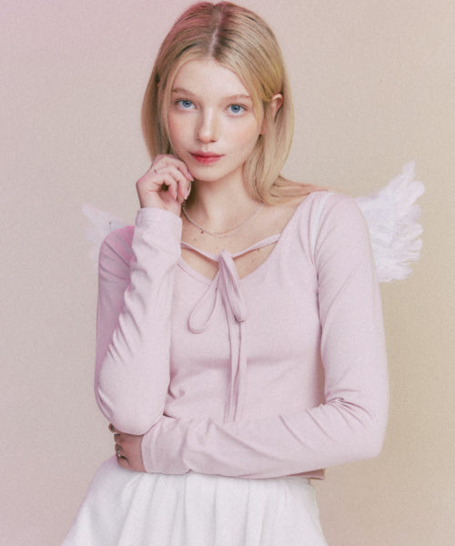 MF Rare Ribbon Long-Sleeved Top-Pink