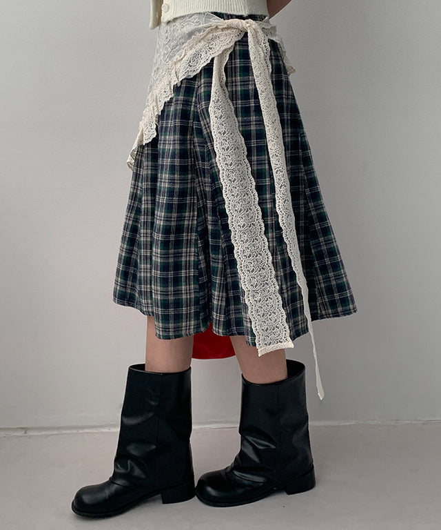 Daily Juicy Norton Checkered Flare Midi Skirt