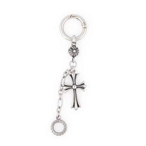 Antique Cross Pendant Point Bag Charm Keyring (C2401-GA119_SV)