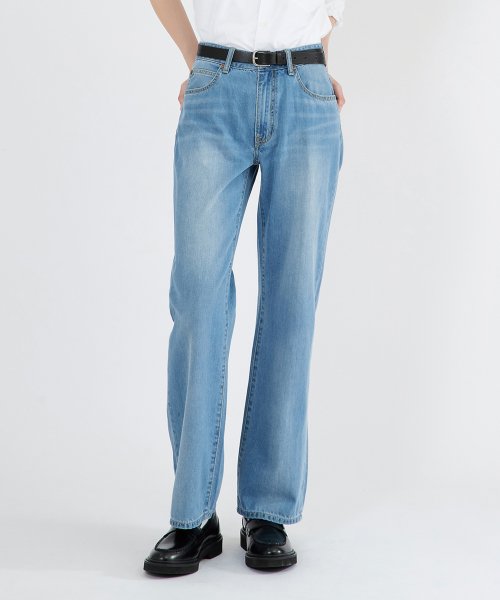 Women Wide Wash Denim Pants Indigo Light
