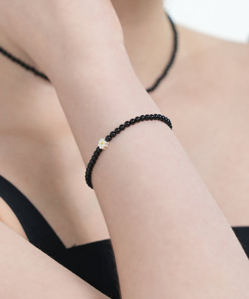 MY daisy charm onyx Bracelet Silver 925 Daisy Cham Black Onyx Bracelet
