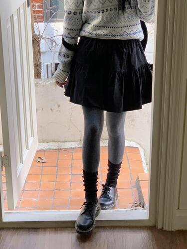 On the same day as Yuri * Sonya Corduroy Flare Skirt - 2 colors (A-line/Golden/Bendable/Lovely/Shirring)