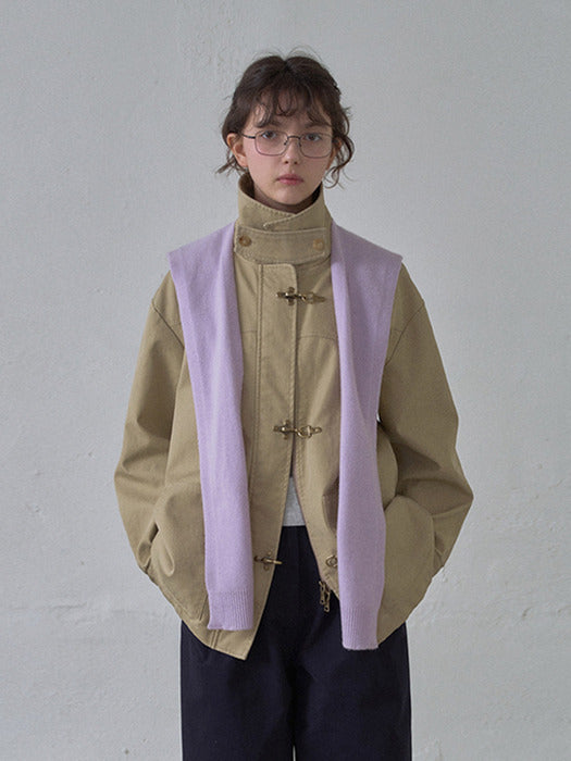 Buckle Cotton Half Jacket_Beige