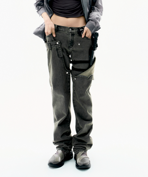 OJOS Detachable Button Denim Pants / Khaki - Size & Review | Musinsa