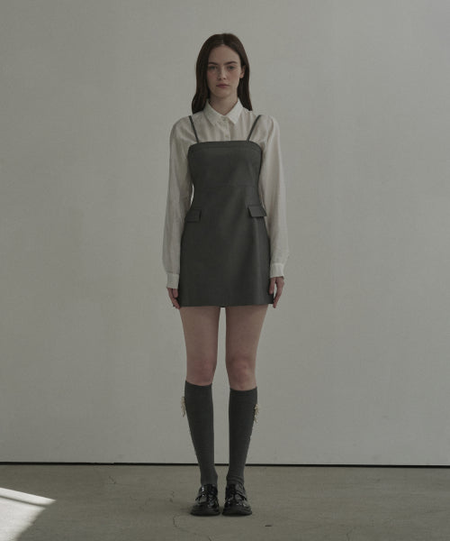 Nail sleeveless suit dress-Gray