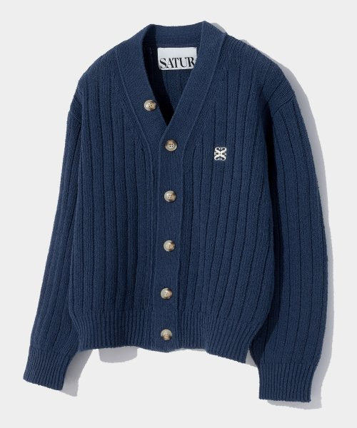Pharo Oversized Boucle Cardigan Navy Peony