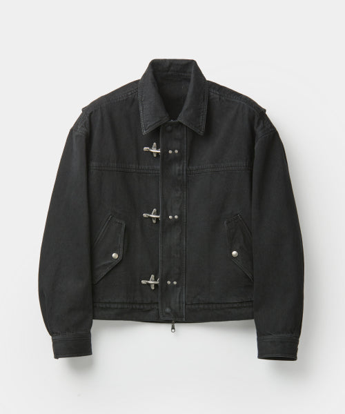 Fireman Cropped Bomber Jacket (Washed Black)