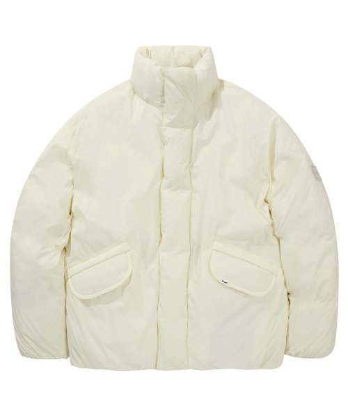 Twitch Logo Short Puffer Duck Down Hooded Short Padding Ivory