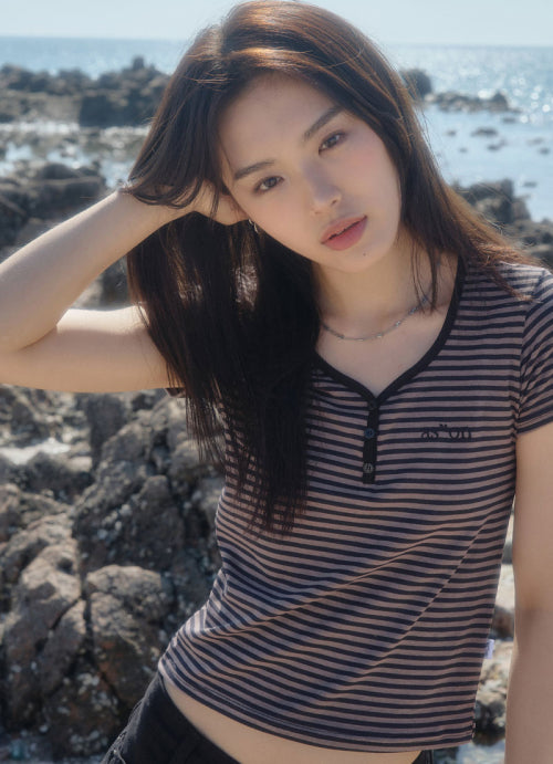 ASON CANDY STRIPE T / BLACK - Size & Review | MUSINSA