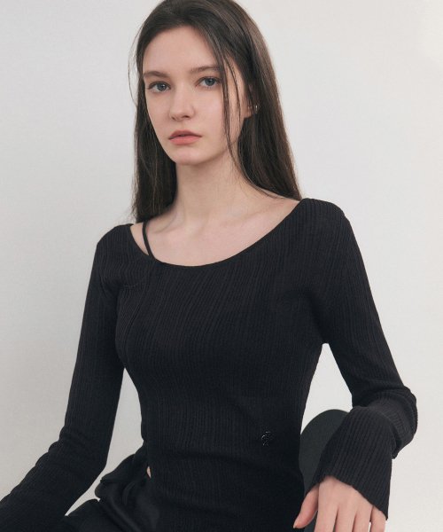 Linen Uneven Strap Knit_BLACK