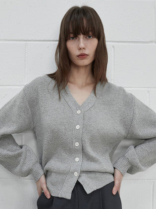 Balloon Sleeve Cardigan Light Grey OU1029