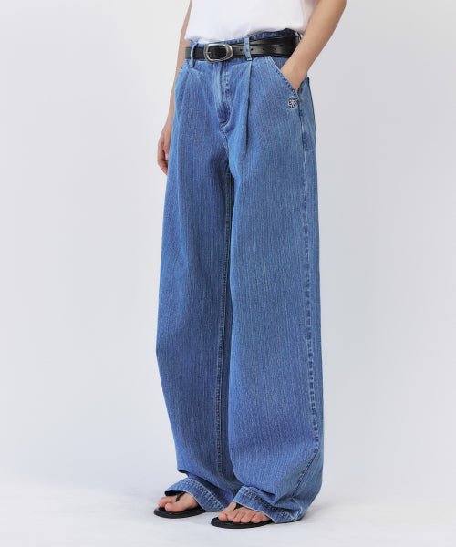CITYBREEZE WOMAN Slub One Tuck Wide Pants_4 COLORS - SIZE & LATE | MUSINSA