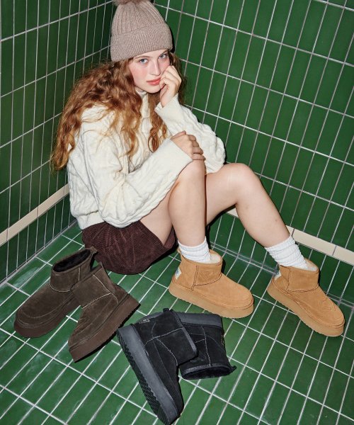 Ador 2Color Genuine Leather Shearling Lined Winter Ugg Boots 5Cm