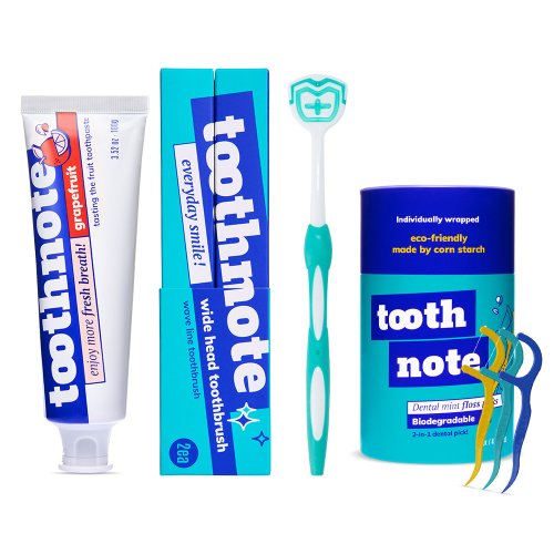1-person bad breath removal oral care set (1 moisturizing toothpaste + 1 box of fine bristle toothbrushes + 1 tongue cleaner + 1 container of dental floss)