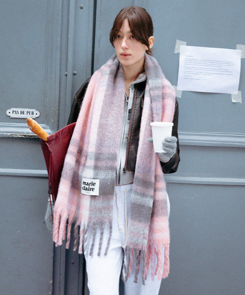 Coloring Checkered Brush Knitwear muffler (MAEDSC03MPK)
