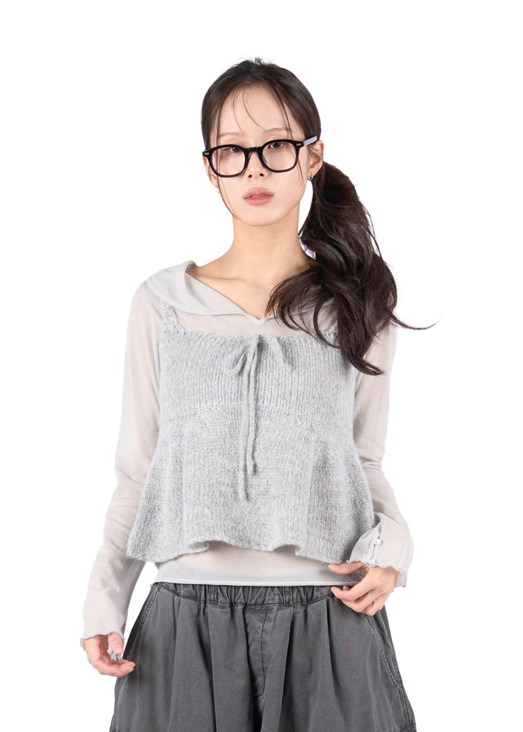 REETKEEM FLARE RIBBON KNIT VEST