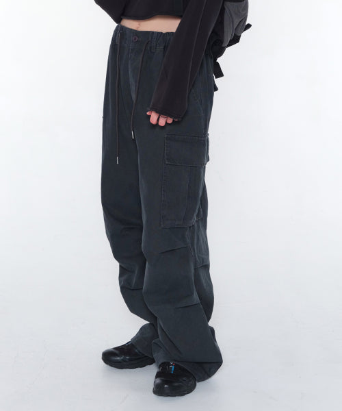 NOI1422 Loose Fit Cotton Cargo Pants (Charcoal)