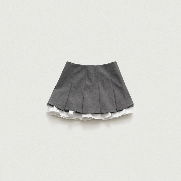 Classic Grey Pleated Mini Skirt (Grey)