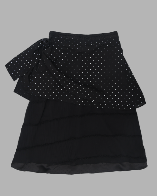 THE MUSEUM VISITOR CHIFFON DOT LAYERED BANDING SKIRT (BLACK) - SIZE & LATE | MUSINSA