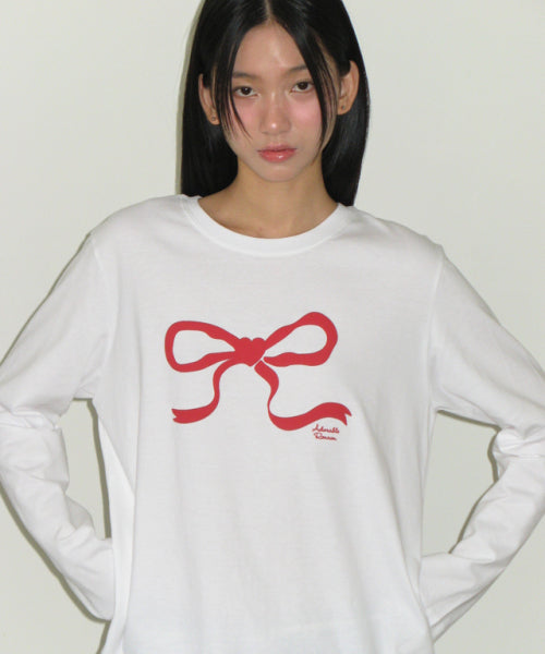 EMBO HEART RIBBON BASIC FIT LONG SLEEVE WHITE
