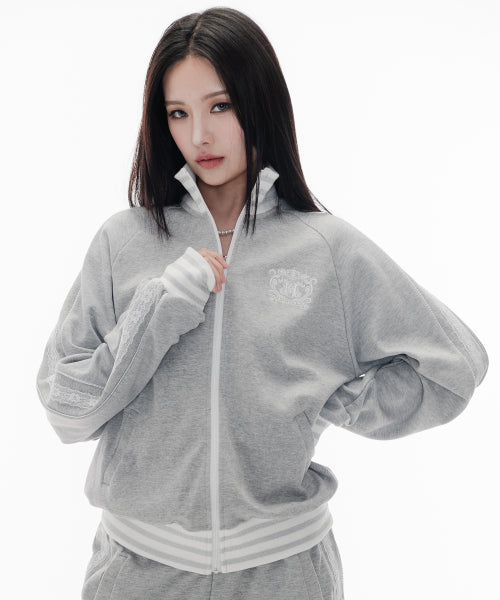 Disco Stick Track Zip-Up_Melange Gray