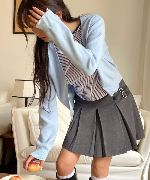 CITYBREEZE WOMAN Wool Pleated Mini Skirt_GREY - Size & Reviews | MUSINSA