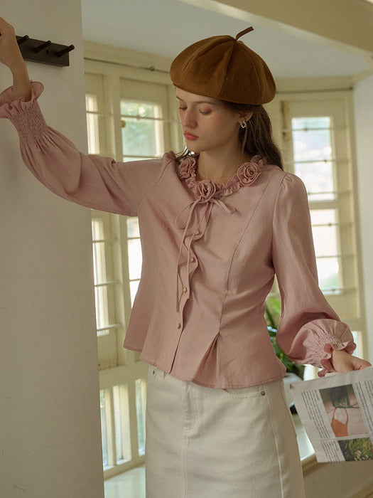 SR_Chic cinched waist floral shirt