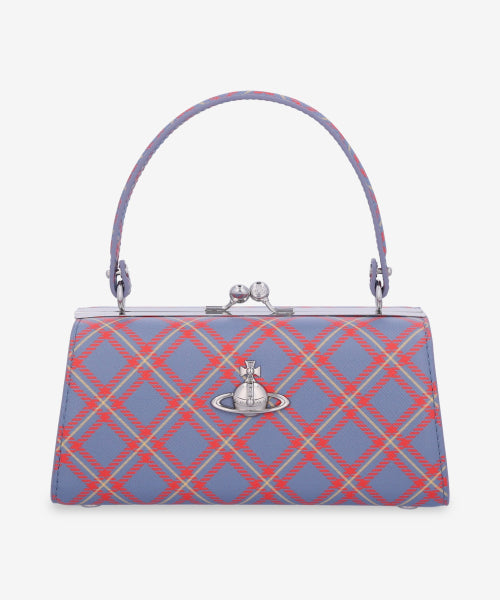 Doll XL frame pulse tote bag - blue: orange tartan / 4B01000QWS0022K302