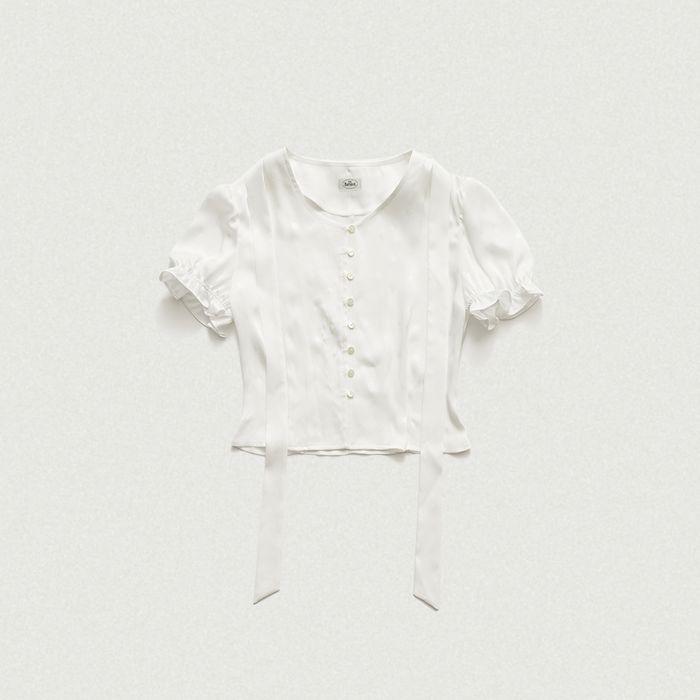 Jasmine Dream Ribbon Dot Blouse (Ivory)