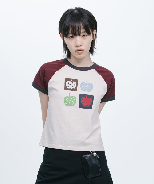 OHESHIO APPLE RAGLANT-SHIRT, BURGUNDY - SIZE & LATE | MUSINSA