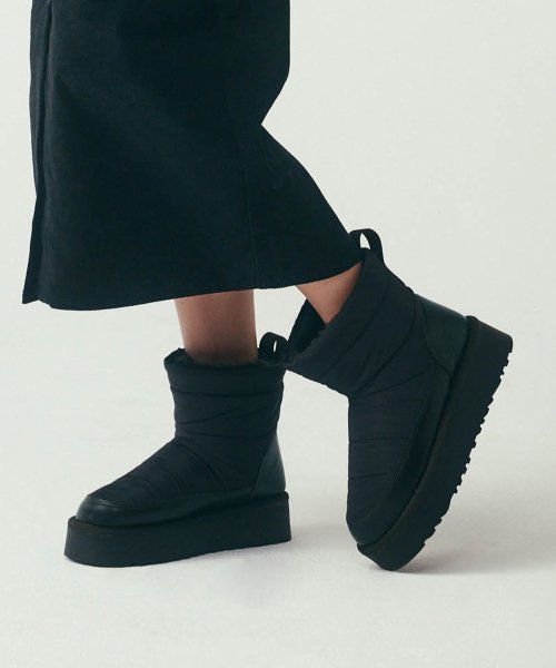 Fuzzy Platform Padded Boots 412346022 (4cm/2colors)