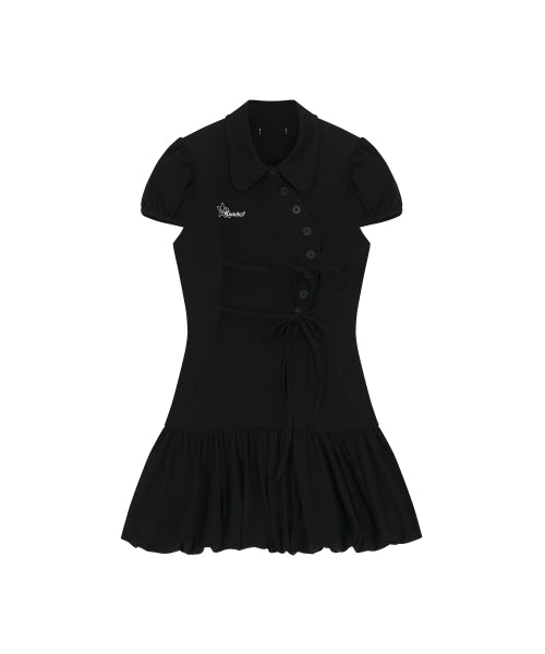 Puff Preppy Mini Dress Black