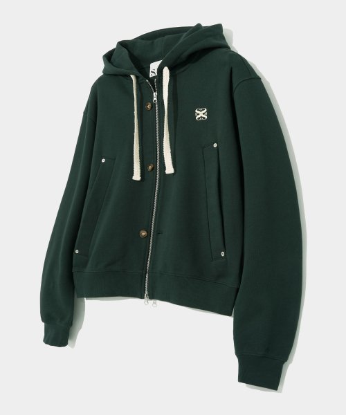 Theo Cotton All Day Hood Zip-Up Classic Green