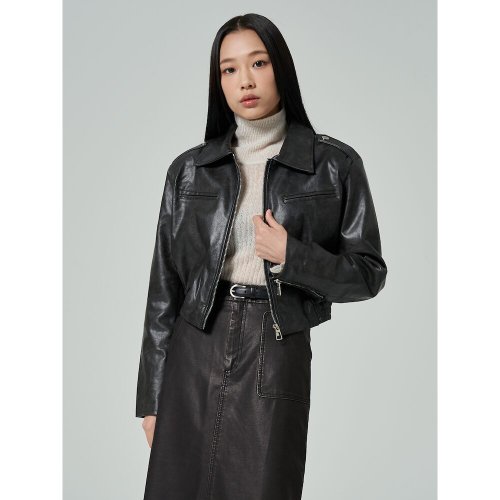 8SECONDS Vintage Faux Leather Jumper Black (353X3ZMB15) - Size & Reviews | MUSINSA