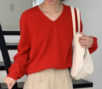 London Platte Cashmere Knit V-Neck Whole Garment Wool Knitwear Whole Garment Cash Knitwear