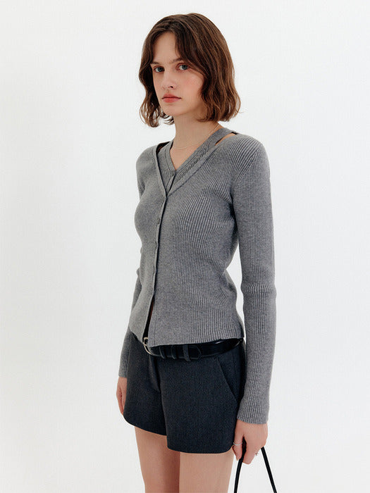 Carine Cut-Out Cardigan_Gray / CARIN CUT-OUT CARDIGAN_GREY