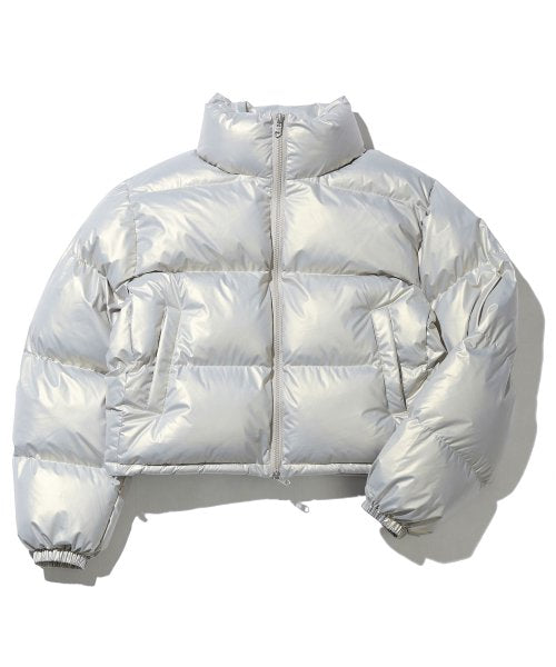BITTERCELLS Glossy Crop Puffer Jacket - Silver - Size & Reviews | MUSINSA