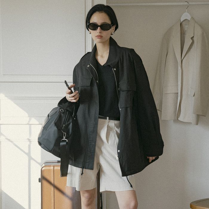SIOT4134 Oversized Fit Cotton Field Jacket_Black
