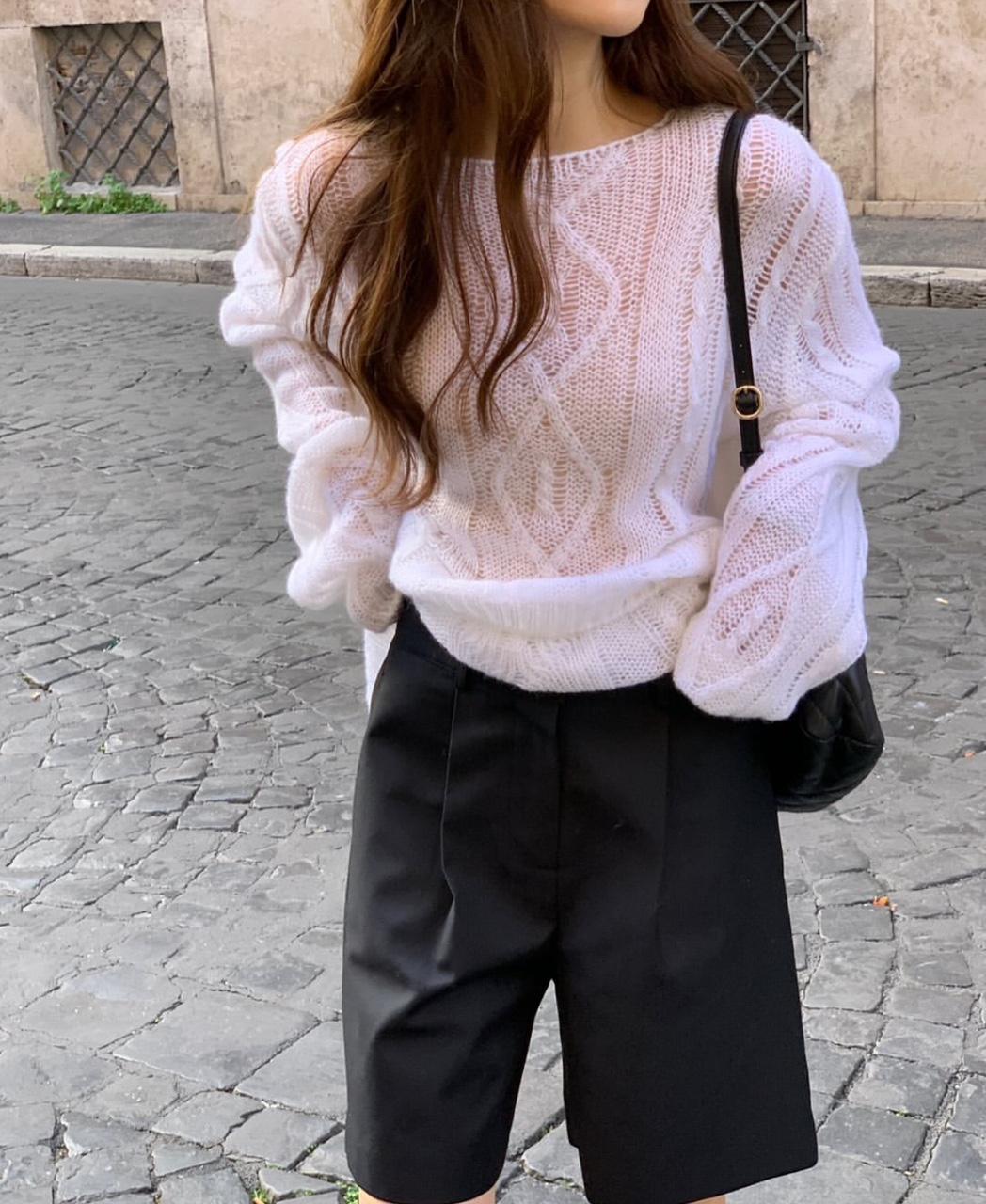 Butter pretzel market overtake boat neck twisted knitwear, wool alpaca loose fit knitwear