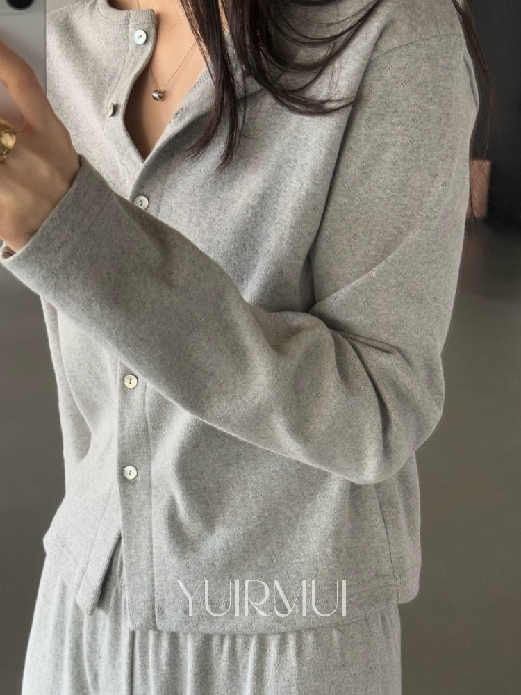 Uirmui Eileen Cotton Punching Round Cardigan 3 colors