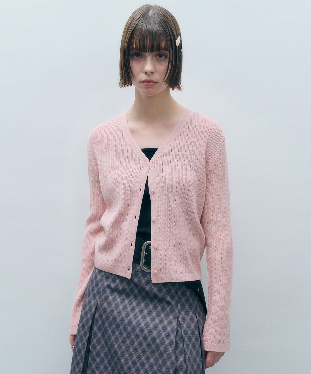 Mongdol Linen Summer Knitwear Cardigan Light Pink MDCD041LPINK