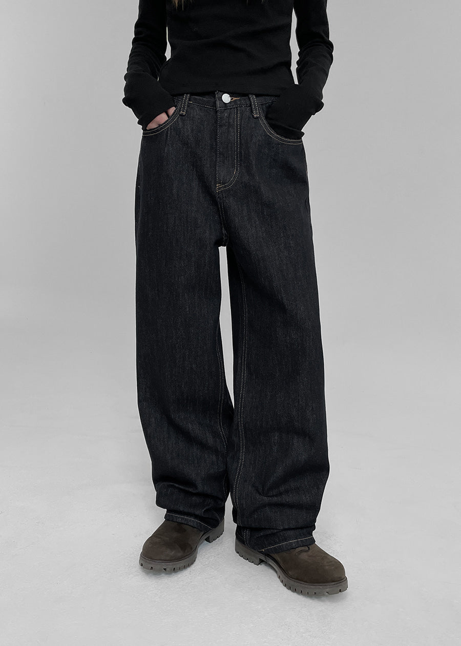 Black-up collominator denim pants *
