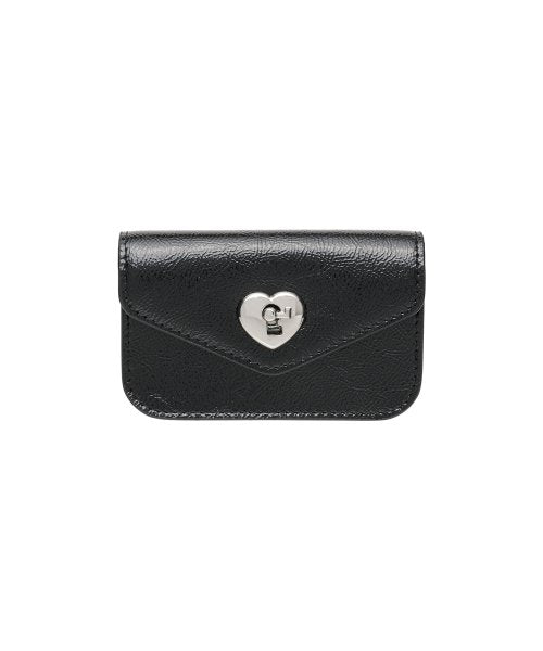 Heart Rock Compact Business Card Wallet Black