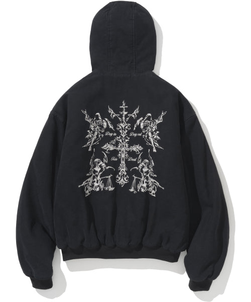 4 Worshippers Oxford Hooded Work Jacket - Black