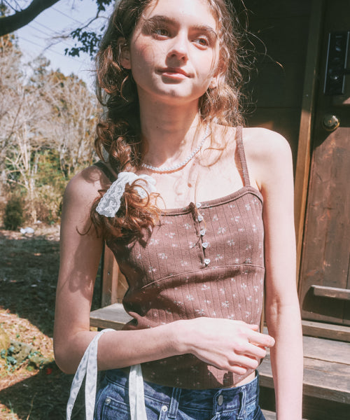 RONRON HEART BUTTON GOLGI SLEEVELESS EYELET BROWN - Size & Review | MUSINSA