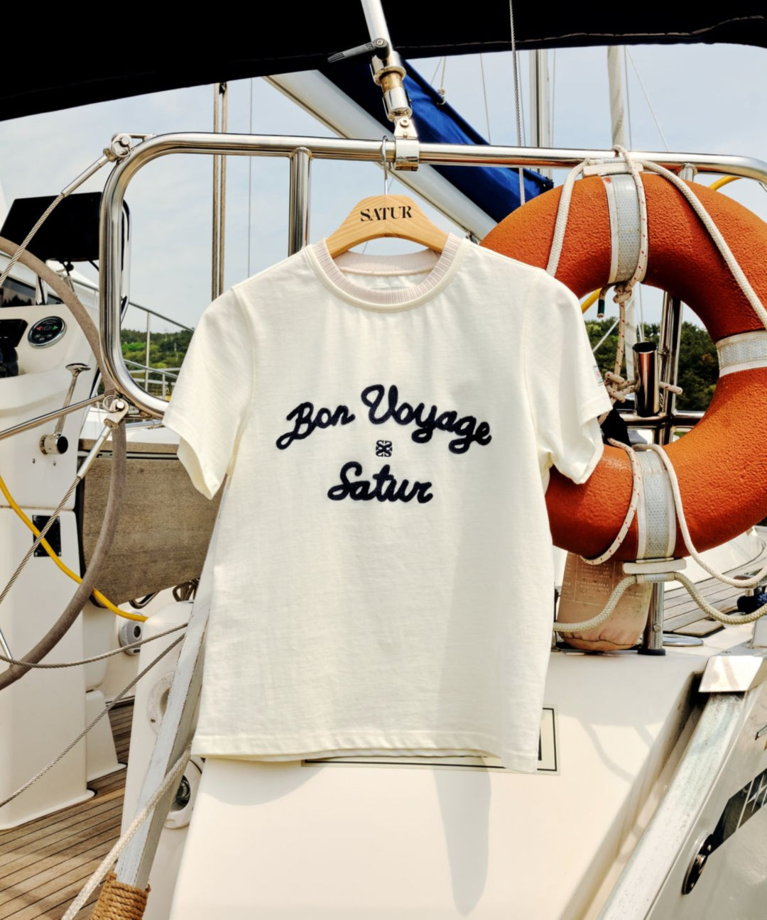 Setter Setter Logo Embroidery Voyage Short Sleeve T-shirt - Resort Ivory